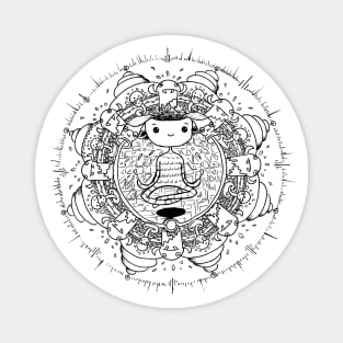 Yoga pose doodle mandala illustration by shoosh Magnet